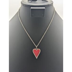 NWT Brighton Dazzling Promo Red Enamel Heart Silver Tone Pendant Necklace